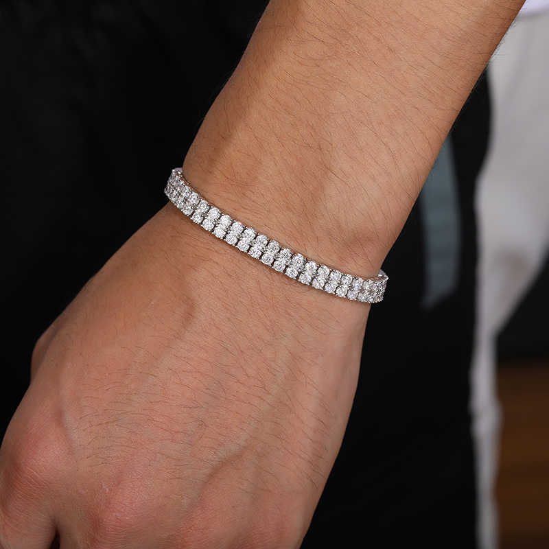 Tennis Bracelet with two rows of moissanite and white gold - Bling