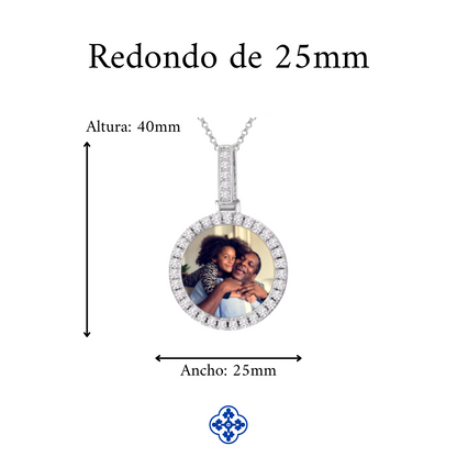 DIJE PERSONALIZADO CON FOTO Y MOISSANITA VVS EN PLATA 925 - Bling del Barrio