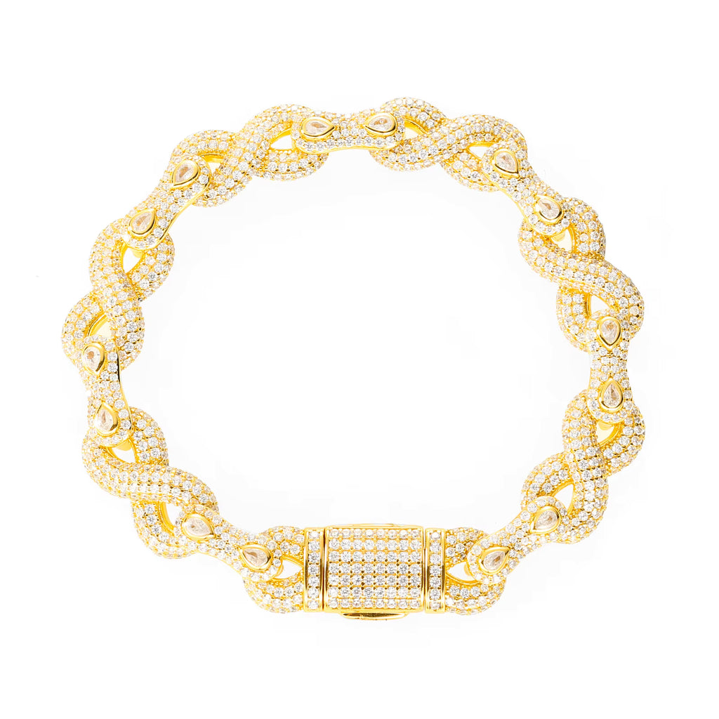 PULSERA CUBANA DE HALO INFINITO DE PLATA 925