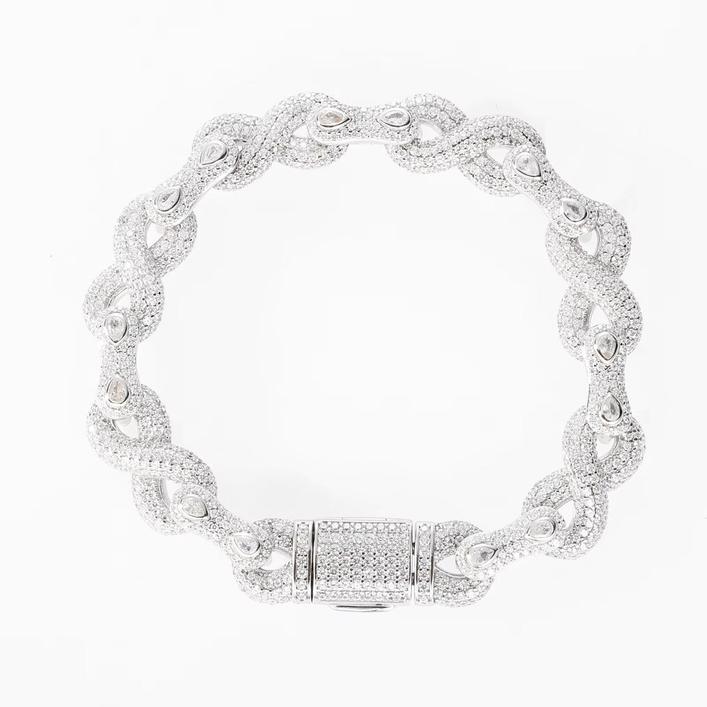 PULSERA CUBANA DE HALO INFINITO DE PLATA 925