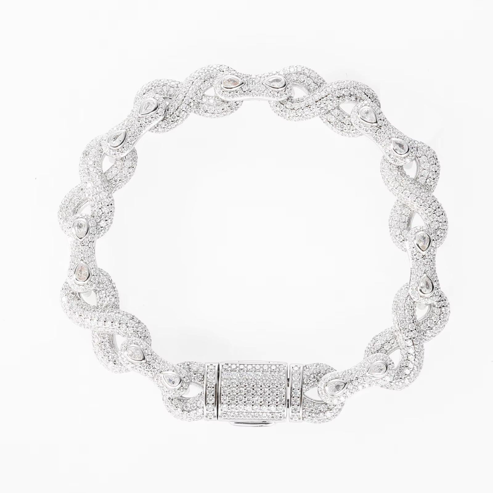 PULSERA CUBANA DE HALO INFINITO DE PLATA 925