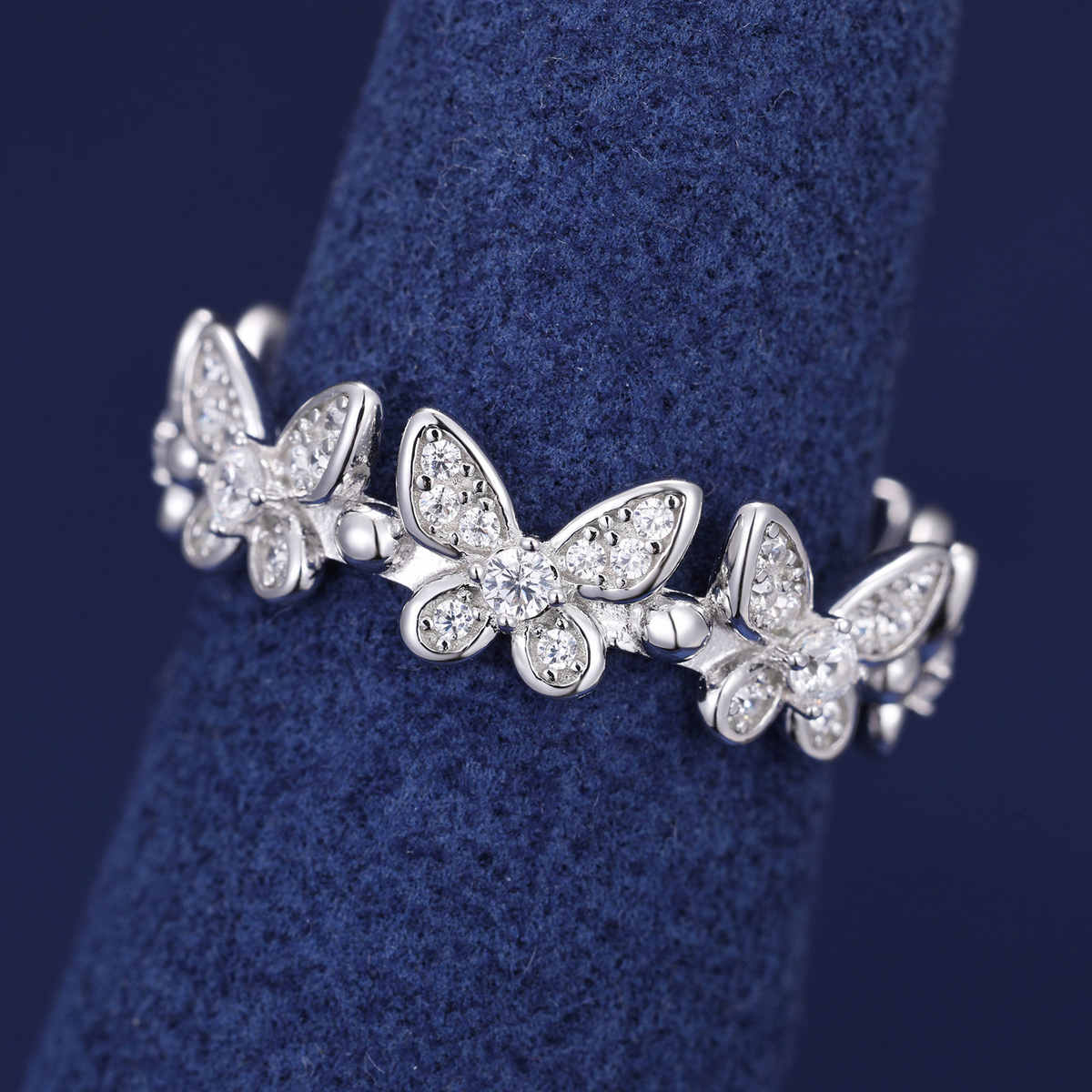 ANILLO ABIERTO DE MARIPOSA CON MOISSANITA VVS - PLATA 925 - ORO BLANCO - Bling del Barrio