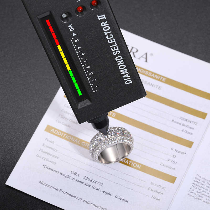 ANILLO BANDA DE 5 CAPAS MOISSANITA VVS - PLATA 925 - ORO BLANCO - Bling del Barrio