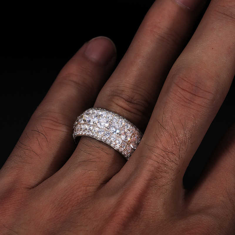 ANILLO BANDA DE 5 CAPAS MOISSANITA VVS - PLATA 925 - ORO BLANCO - Bling del Barrio