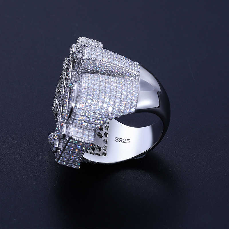 ANILLO CON SÍMBOLO DE DINERO EN MOISSANITA VVS - PLATA 925 - ORO BLANCO - Bling del Barrio