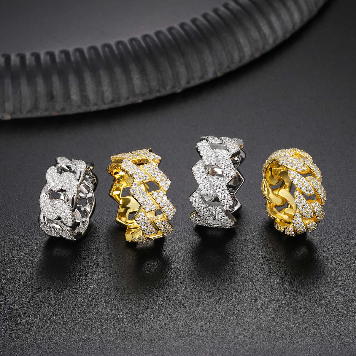 ANILLO CUBANO ROMBOIDE DE MOISSANITA VVS - PLATA 925 - ORO BLANCO - Bling del Barrio