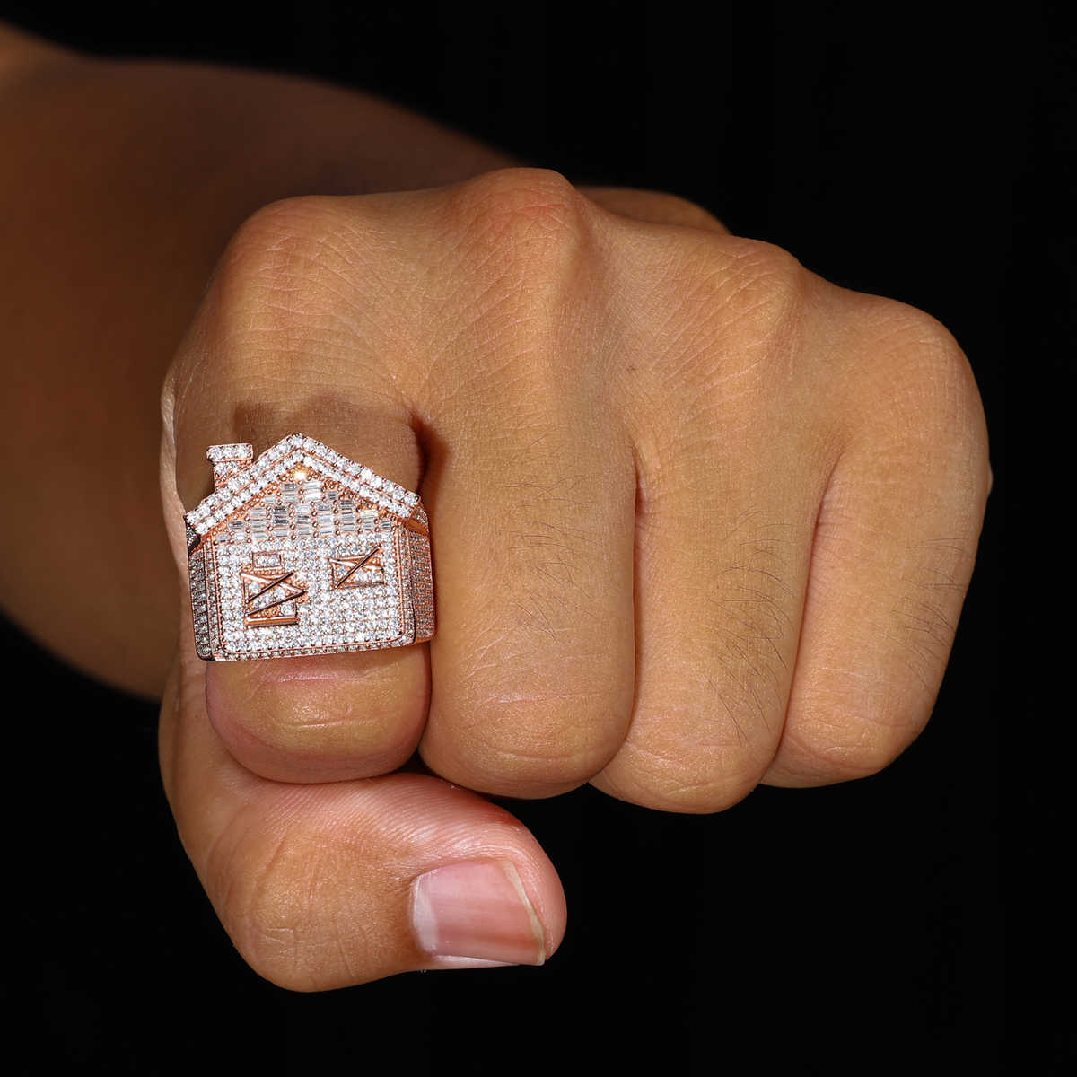 ANILLO DE CASA CON MOISSANITA VVS - ORO ROSA - PLATA 925 - Bling del Barrio