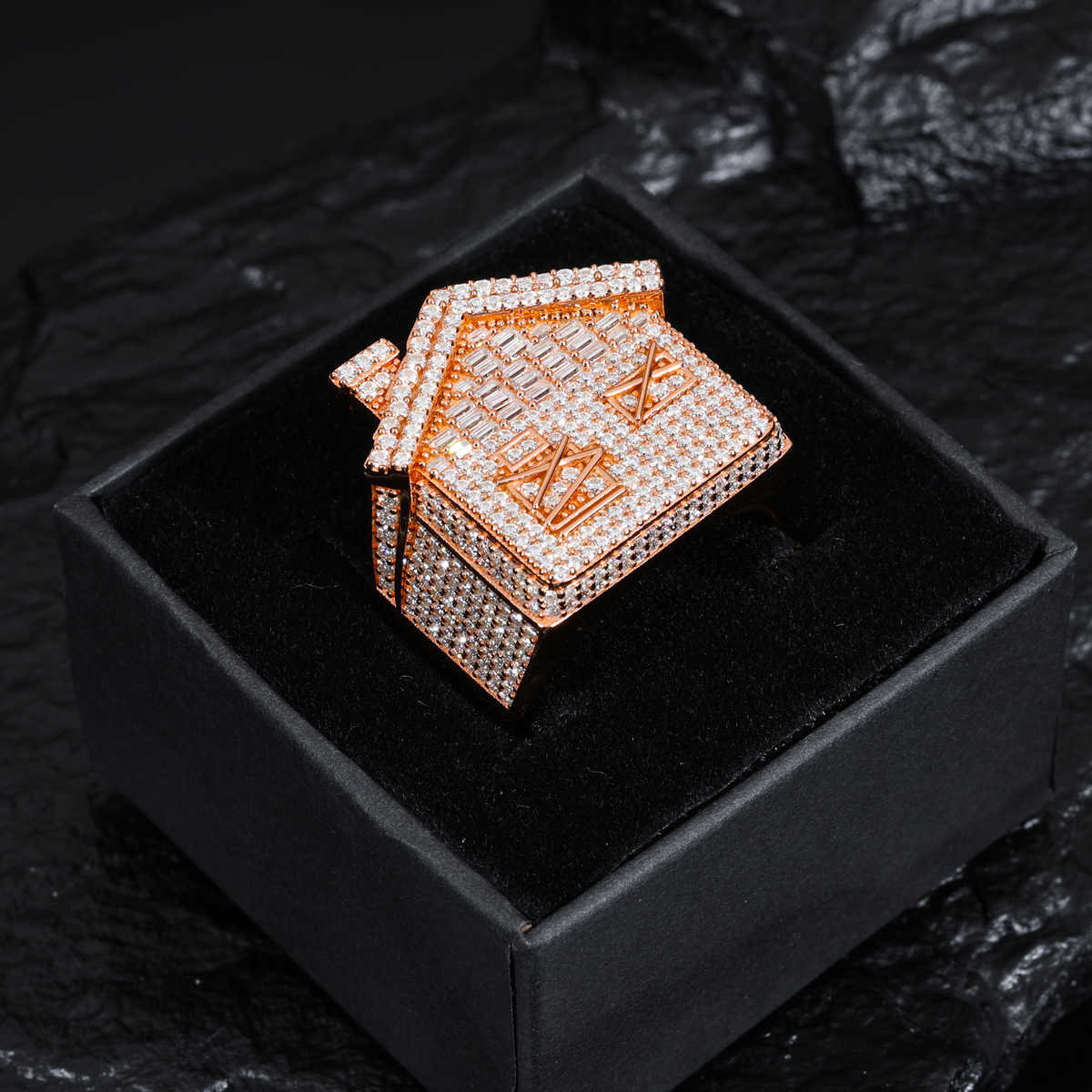 ANILLO DE CASA CON MOISSANITA VVS - ORO ROSA - PLATA 925 - Bling del Barrio