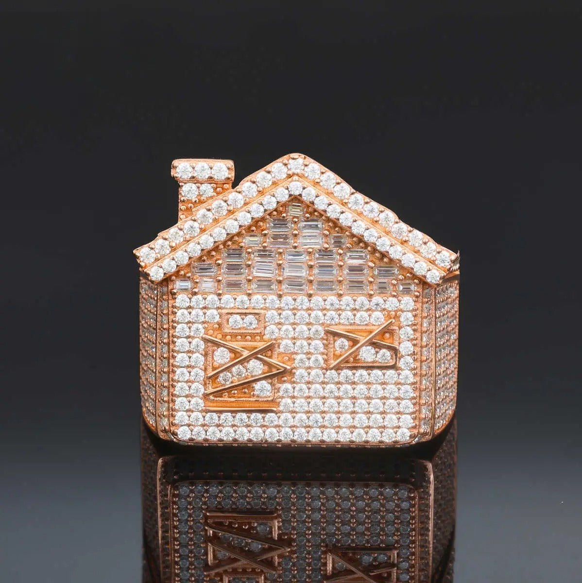 ANILLO DE CASA CON MOISSANITA VVS - ORO ROSA - PLATA 925 - Bling del Barrio