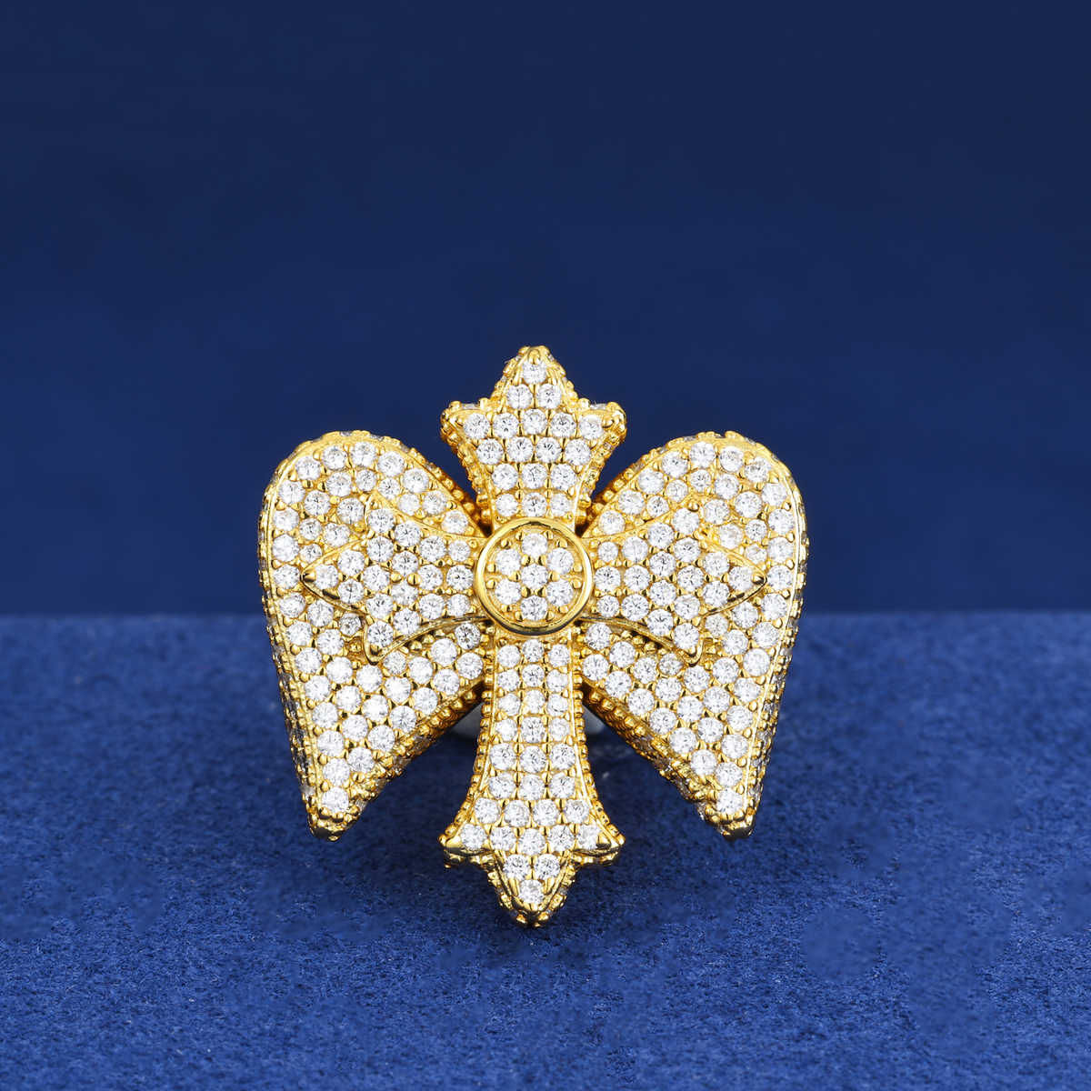 ANILLO DE CRUZ IRIS CON MOISSANITA VVS - PLATA 925 - ORO - Bling del Barrio