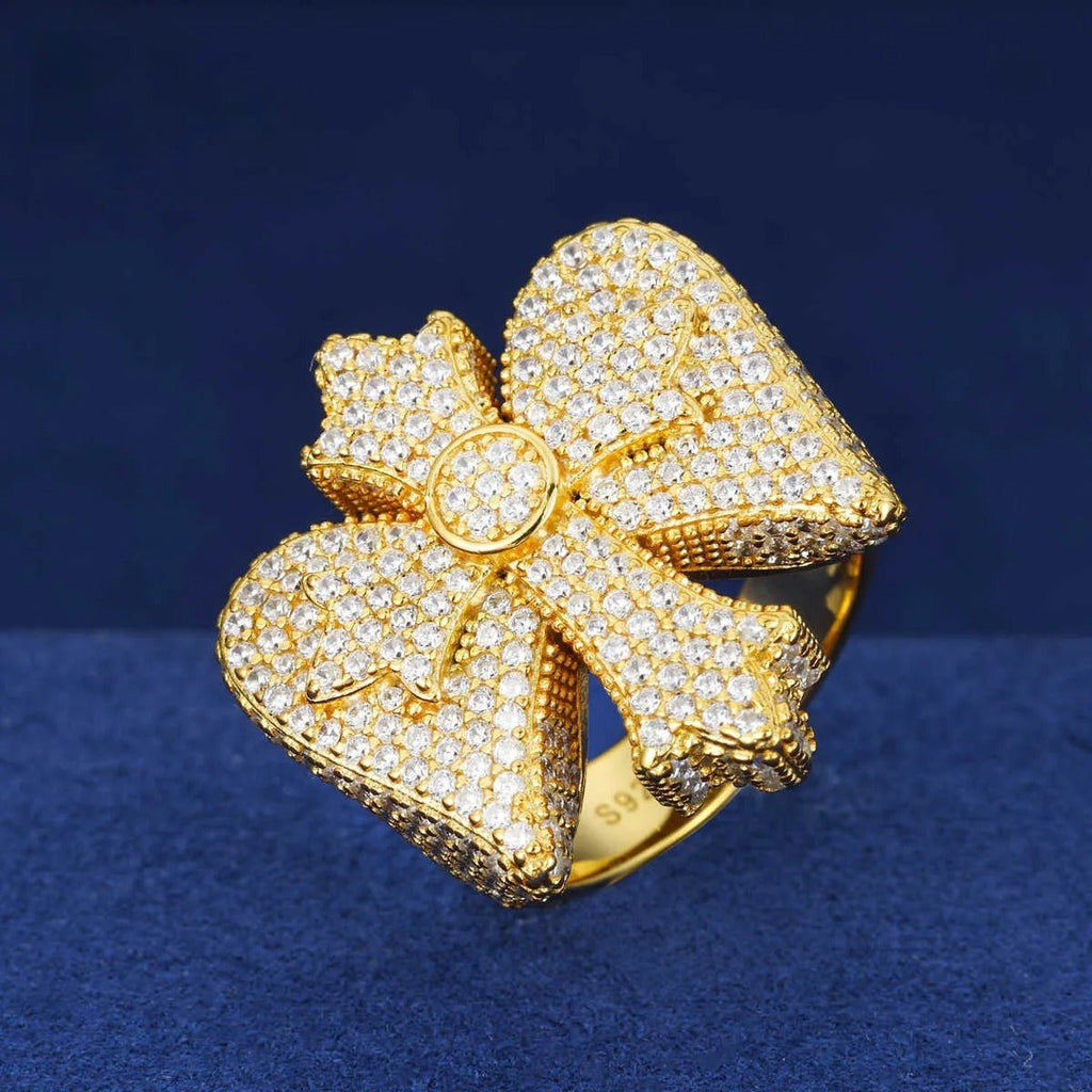 ANILLO DE CRUZ IRIS CON MOISSANITA VVS - PLATA 925 - ORO - Bling del Barrio