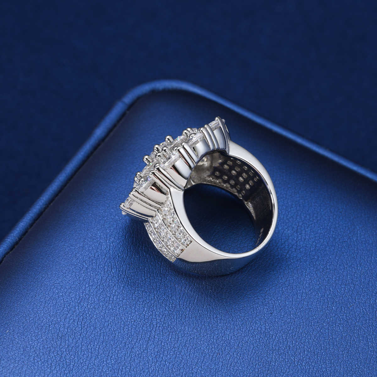ANILLO DE PANAL MOISSANITA VVS - PLATA 925 - ORO BLANCO - Bling del Barrio