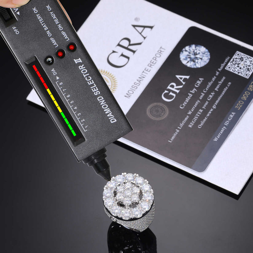 ANILLO FLOR DE HALO 2 CAPAS DE MOISSANITA VVS - PLATA 925 - Bling del Barrio