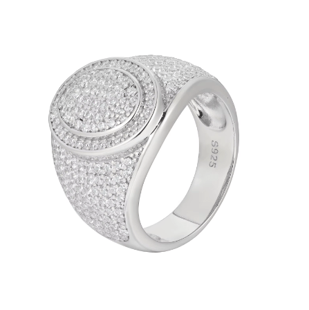 ANILLO OVALADO CON MOISSANITA VVS - ORO BLANCO - PLATA 925 - Bling del Barrio