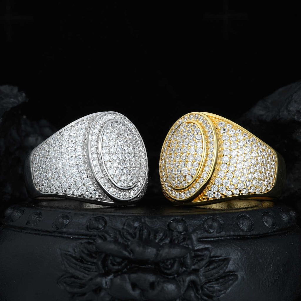 ANILLO OVALADO CON MOISSANITA VVS - ORO BLANCO - PLATA 925 - Bling del Barrio