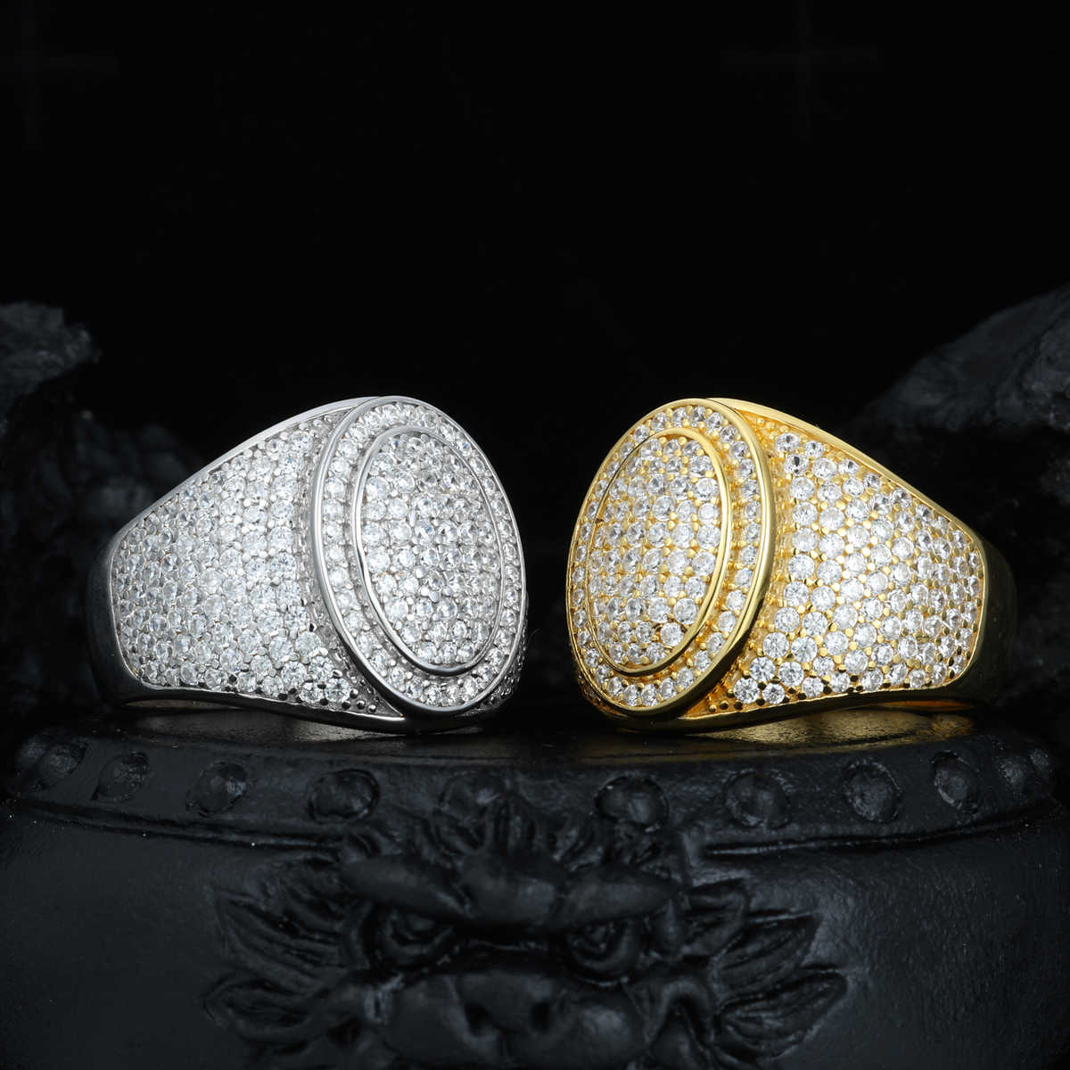 ANILLO OVALADO CON MOISSANITA VVS - ORO - PLATA 925 - Bling del Barrio