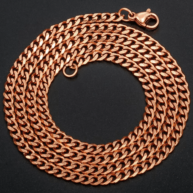 CADENA CUBANA ACERO INOXIDABLE DE 2.5MM - ORO ROSA 18K - REGALO GRATIS - Bling del Barrio