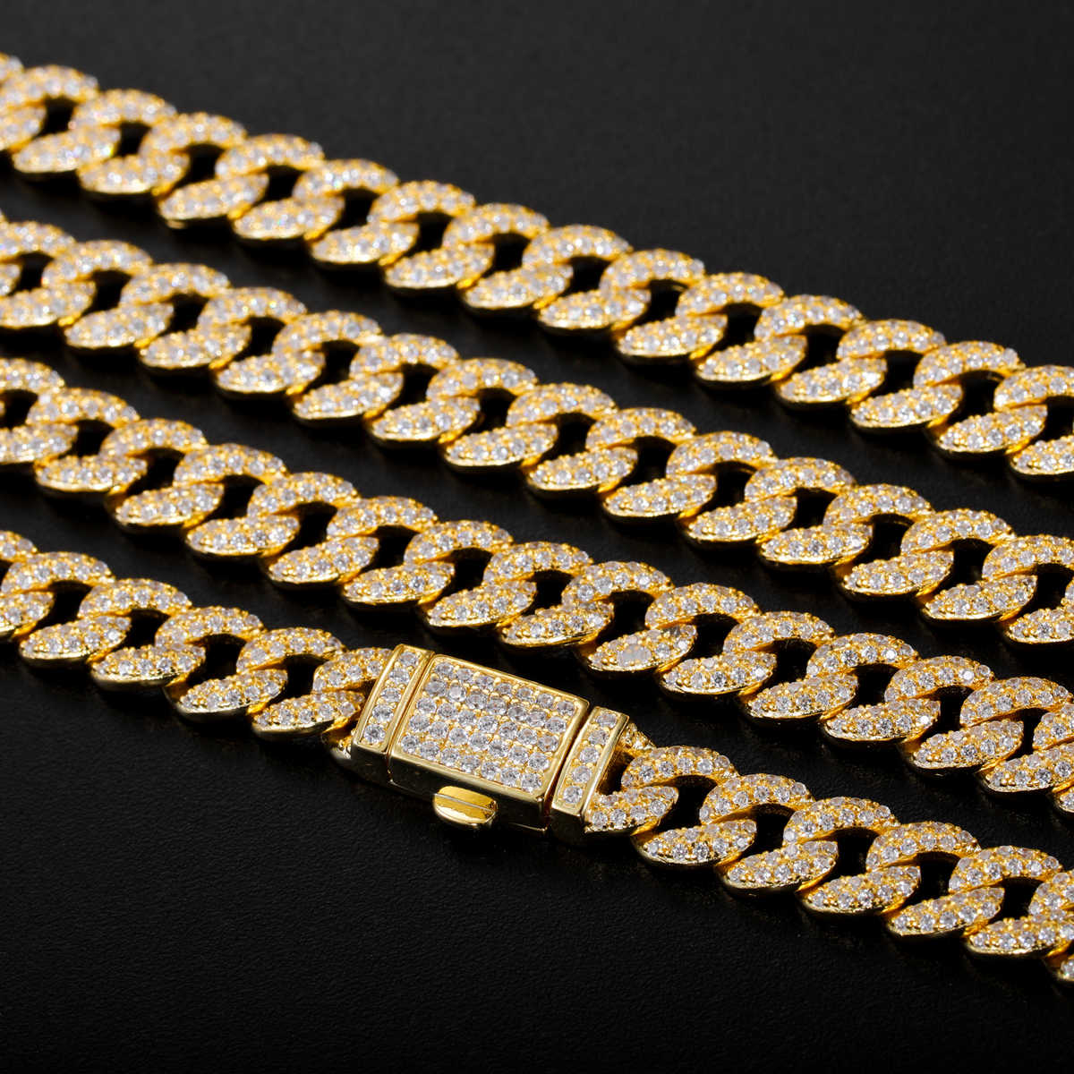 CADENA CUBANA BURBUJA DE MOISSANITA VVS 6mm - PLATA 925 - ORO - Bling del Barrio