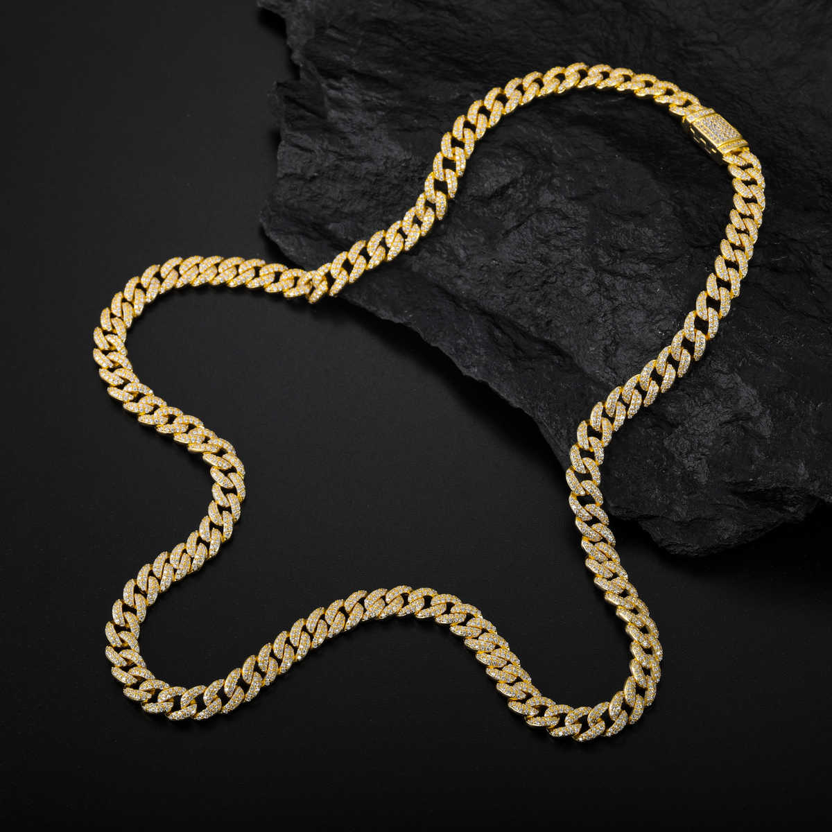 CADENA CUBANA BURBUJA DE MOISSANITA VVS 6mm - PLATA 925 - ORO - Bling del Barrio