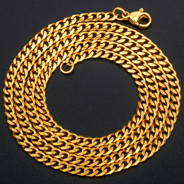 CADENA CUBANA DE ACERO INOXIDABLE 2.5mm - ORO 18K - REGALO GRATIS - Bling del Barrio