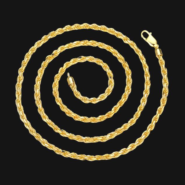 CADENA DE CUERDA 4mm - ORO 18K - Bling del Barrio