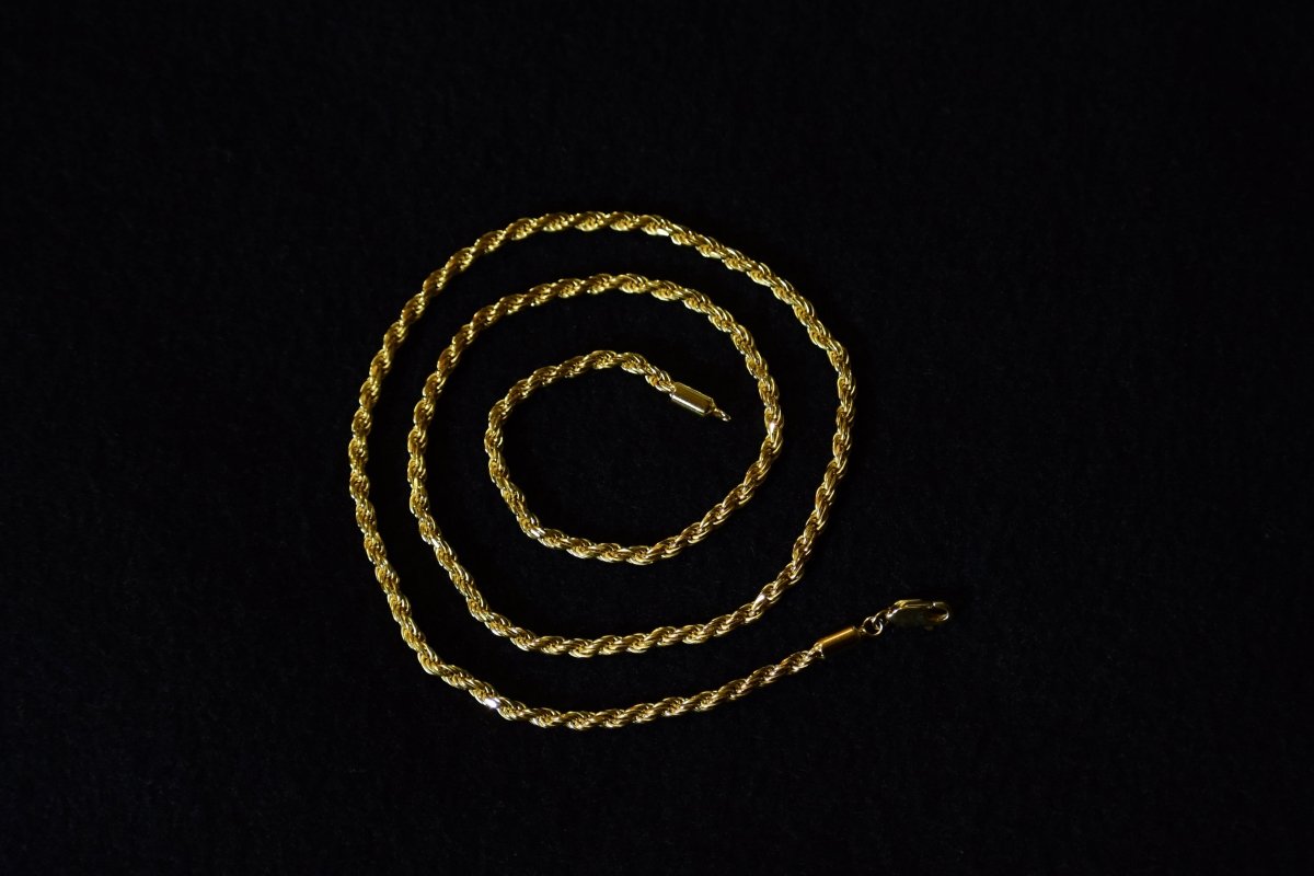 CADENA DE CUERDA ACERO INOXIDABLE 2.5mm - ORO 18K - Bling del Barrio