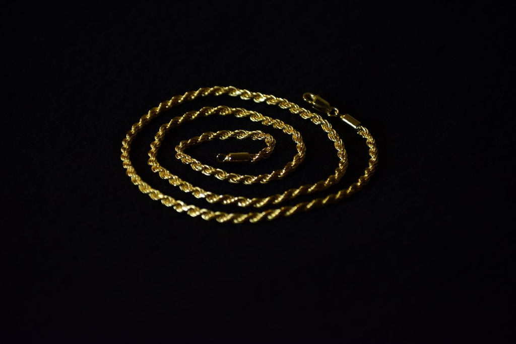 CADENA DE CUERDA ACERO INOXIDABLE 2.5mm - ORO 18K - Bling del Barrio