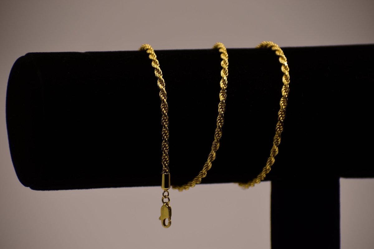 CADENA DE CUERDA ACERO INOXIDABLE 2.5mm - ORO 18K - Bling del Barrio