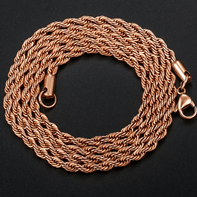 CADENA DE CUERDA ACERO INOXIDABLE 2.5mm - ORO ROSA 18K - REGALO GRATIS - Bling del Barrio