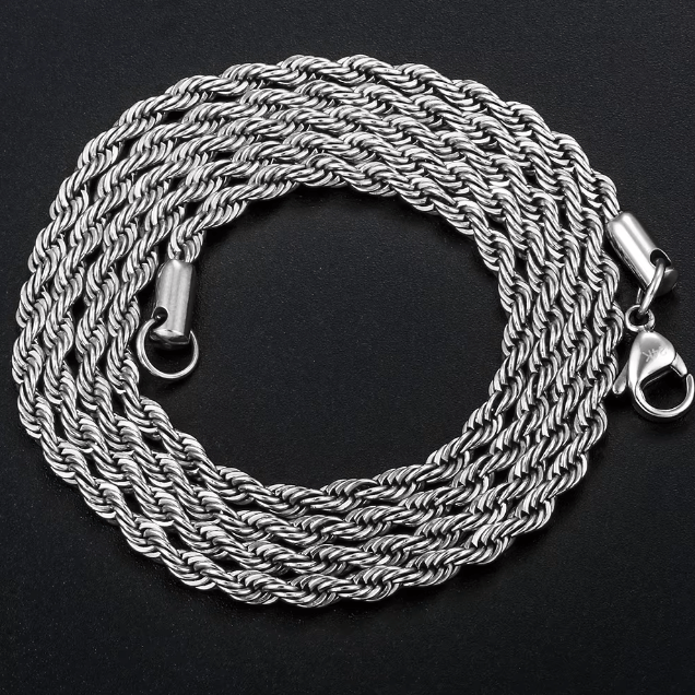 CADENA DE CUERDA ACERO INOXIDABLE 2.5mm - PLATA 925 - REGALO GRATIS - Bling del Barrio