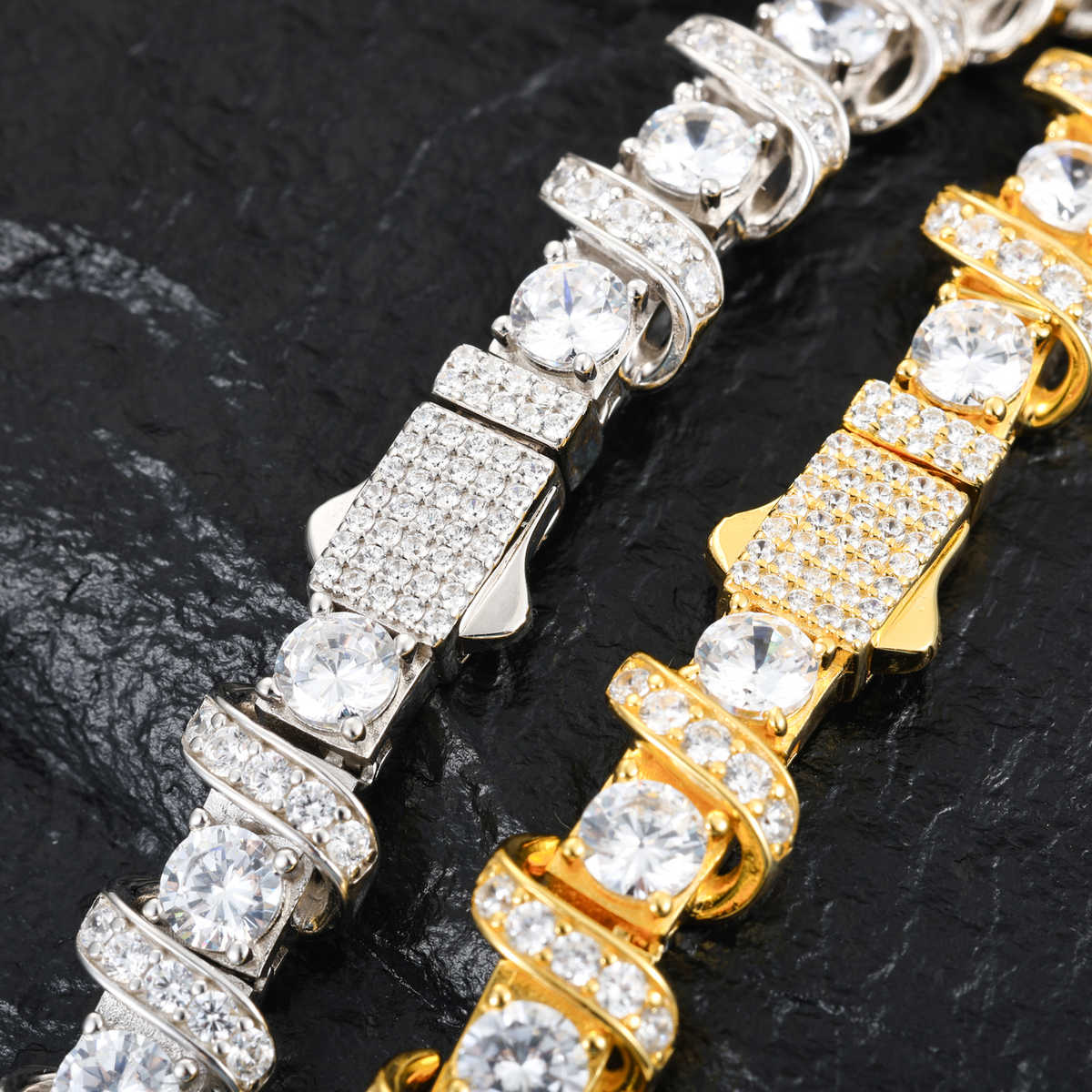 CADENA DE ESLABONES CON MOISSANITA VVS - ORO BLANCO - PLATA 925 - Bling del Barrio