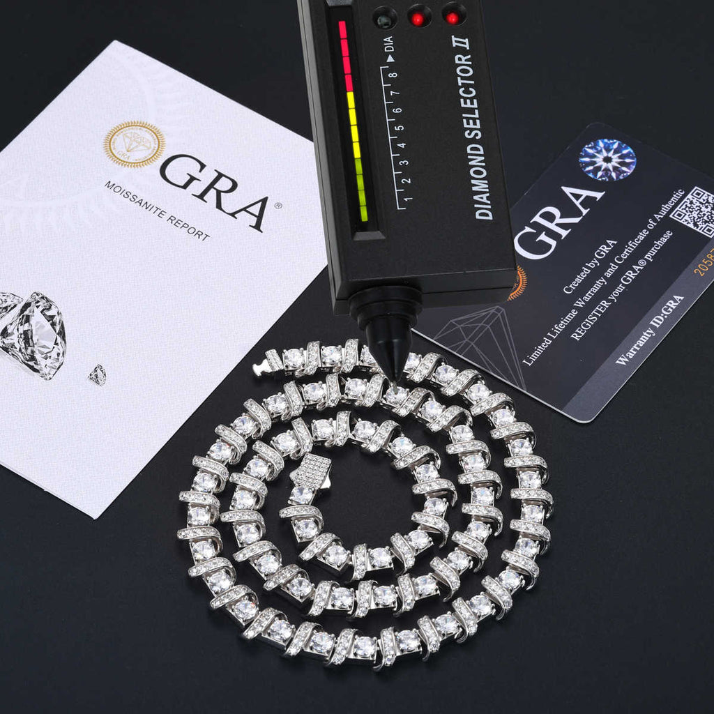 CADENA DE ESLABONES CON MOISSANITA VVS - ORO BLANCO - PLATA 925 - Bling del Barrio