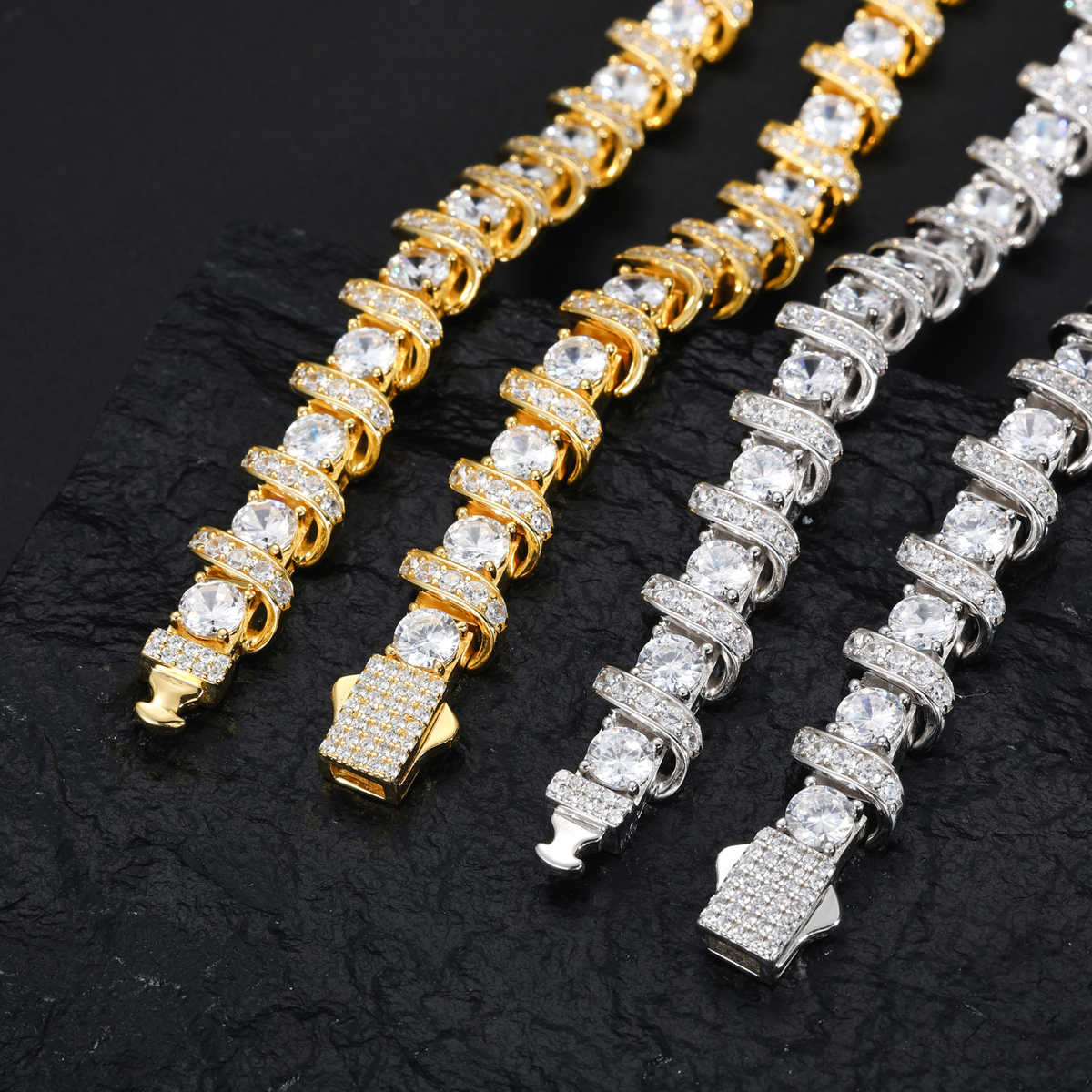 CADENA DE ESLABONES CON MOISSANITA VVS - ORO BLANCO - PLATA 925 - Bling del Barrio