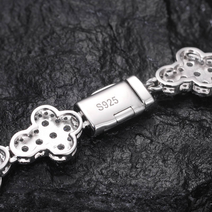 CADENA DE ESLABONES CRUZADOS MOISSANITA VVS 10mm - ORO BLANCO - PLATA 925 - Bling del Barrio