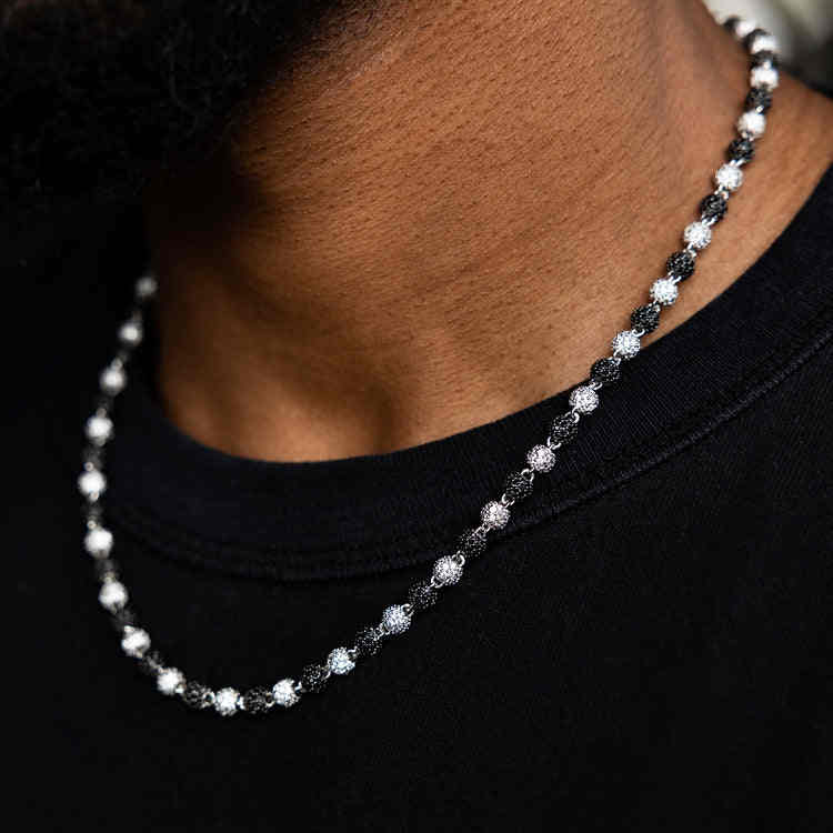 CADENA DE PELOTAS MOISSANITA VVS - PLATA 925 - ORO BLANCO - Bling del Barrio