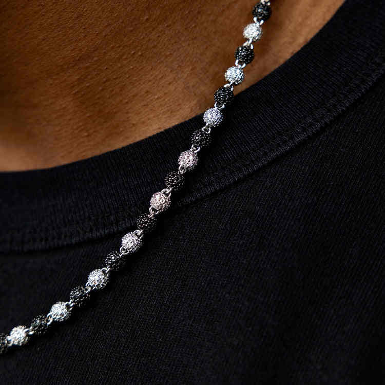 CADENA DE PELOTAS MOISSANITA VVS - PLATA 925 - ORO BLANCO - Bling del Barrio