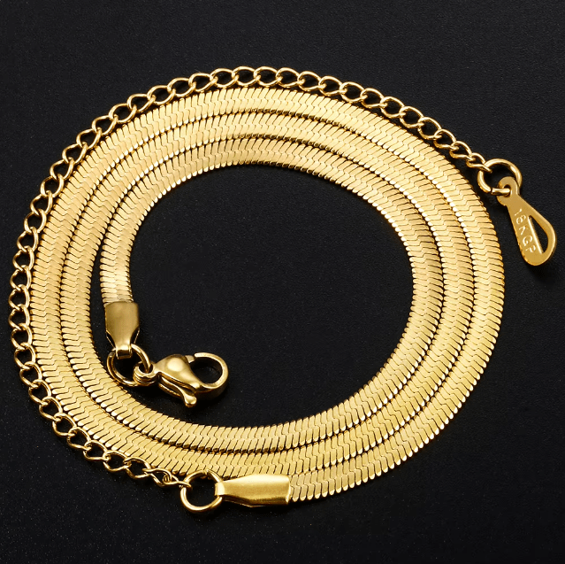 CADENA DE SERPIENTE ACERO INOXIDABLE 2.5mm - ORO 18K - REGALO GRATIS - Bling del Barrio