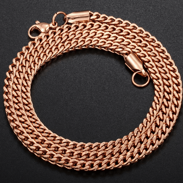 CADENA FRANCO DE ACERO INOXIDABLE 2.5mm - ORO ROSA 18K - REGALO GRATIS - Bling del Barrio