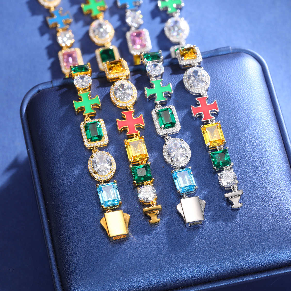 CADENA MIXTA DE CIRCONES COLORIDOS Y MOISSANITA VVS - PLATA 925 - ORO - Bling del Barrio