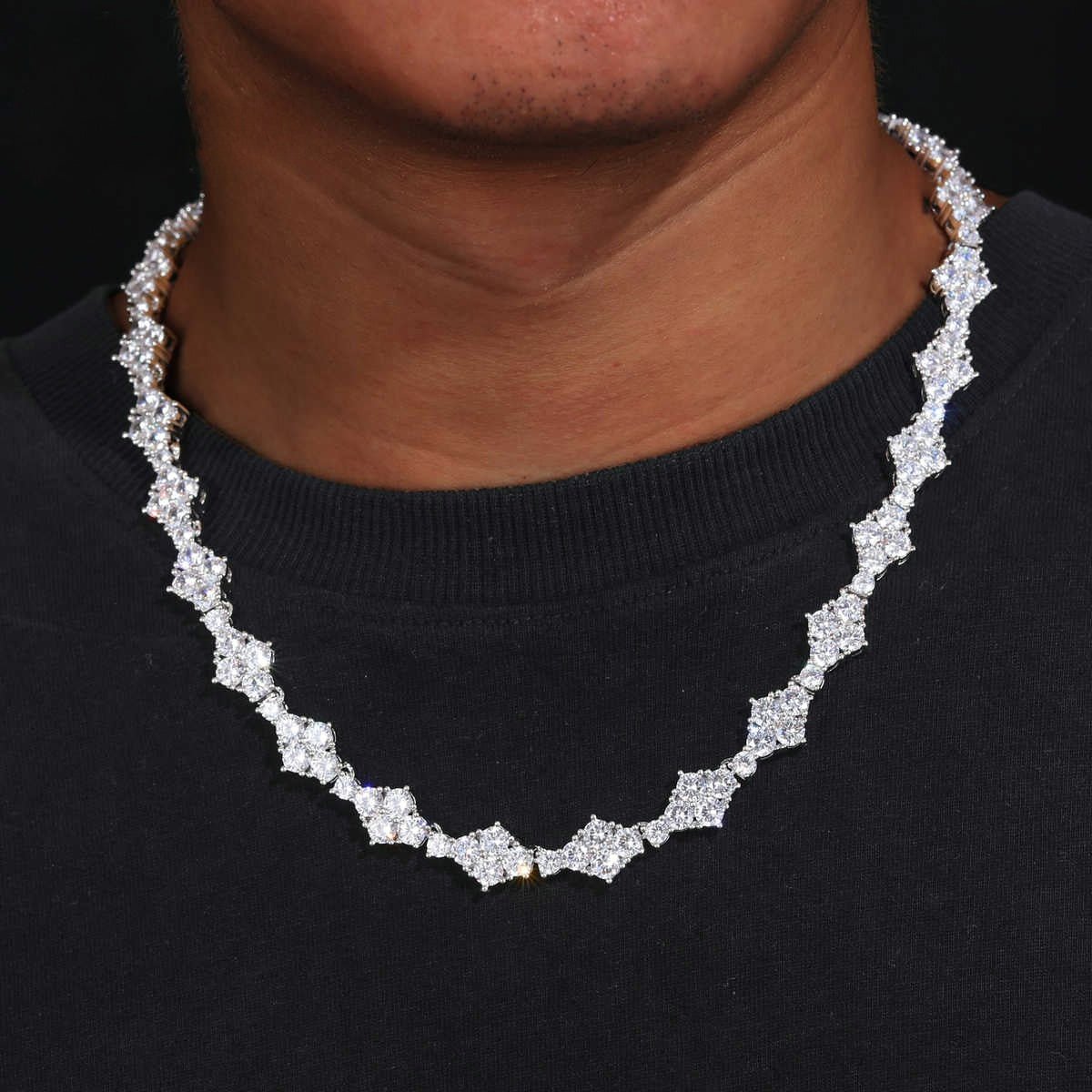 CADENA ROMBOIDE CON MOISSANITA VVS - PLATA 925 - ORO BLANCO - Bling del Barrio