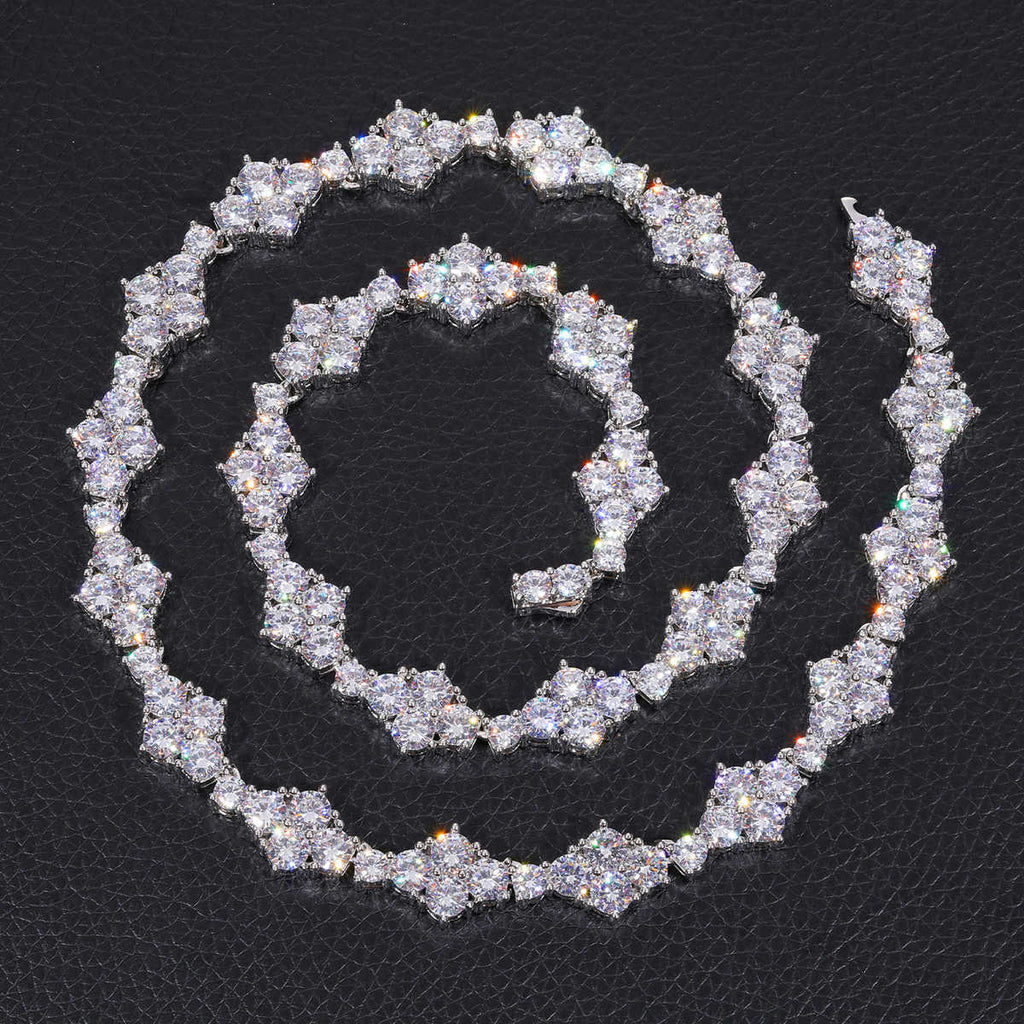 CADENA ROMBOIDE CON MOISSANITA VVS - PLATA 925 - ORO BLANCO - Bling del Barrio