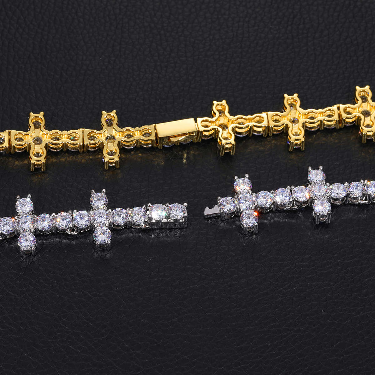 CADENA TENIS DE CRUZ EN MOISSANITA VVS - PLATA 925 - ORO BLANCO - Bling del Barrio