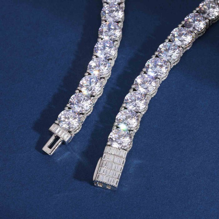 CADENA TENIS DE MOISSANITA VVS 10mm - ORO BLANCO - PLATA 925 - Bling del Barrio