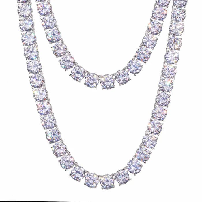 CADENA TENIS DE MOISSANITA VVS 10mm - ORO BLANCO - PLATA 925 - Bling del Barrio