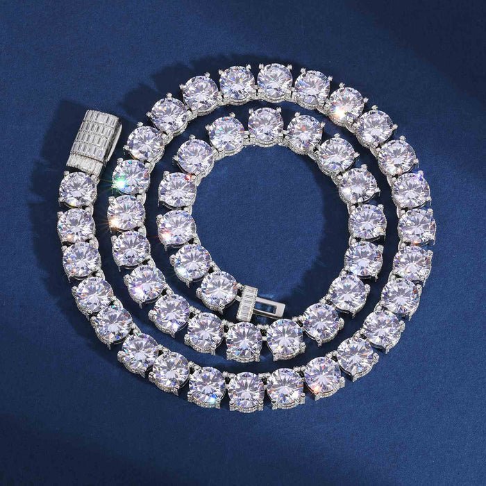 CADENA TENIS DE MOISSANITA VVS 10mm - ORO BLANCO - PLATA 925 - Bling del Barrio