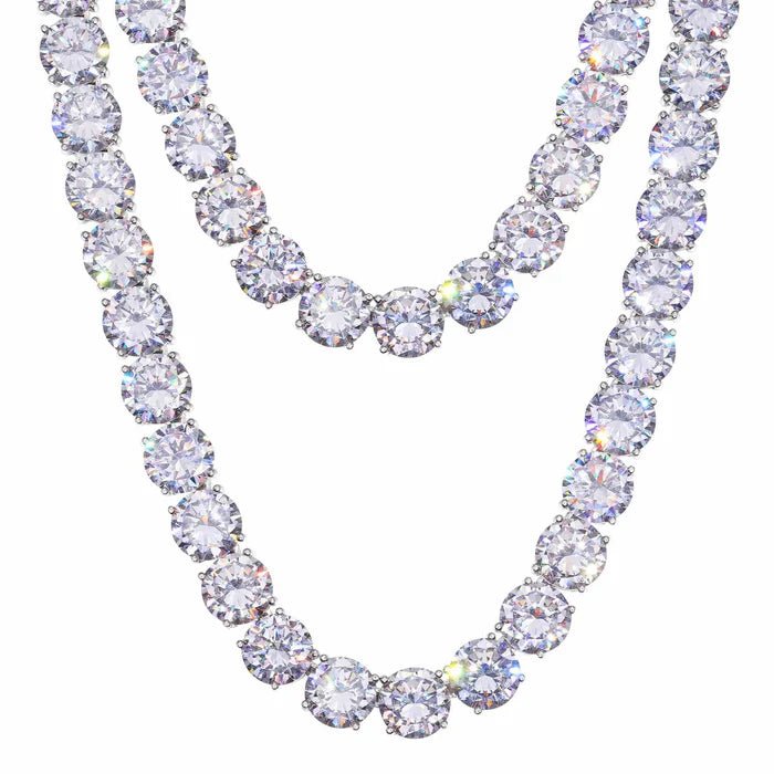 CADENA TENIS DE MOISSANITA VVS 15mm - ORO BLANCO - PLATA 925 - Bling del Barrio