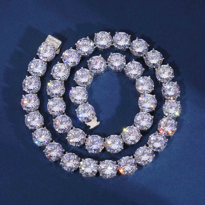 CADENA TENIS DE MOISSANITA VVS 15mm - ORO BLANCO - PLATA 925 - Bling del Barrio
