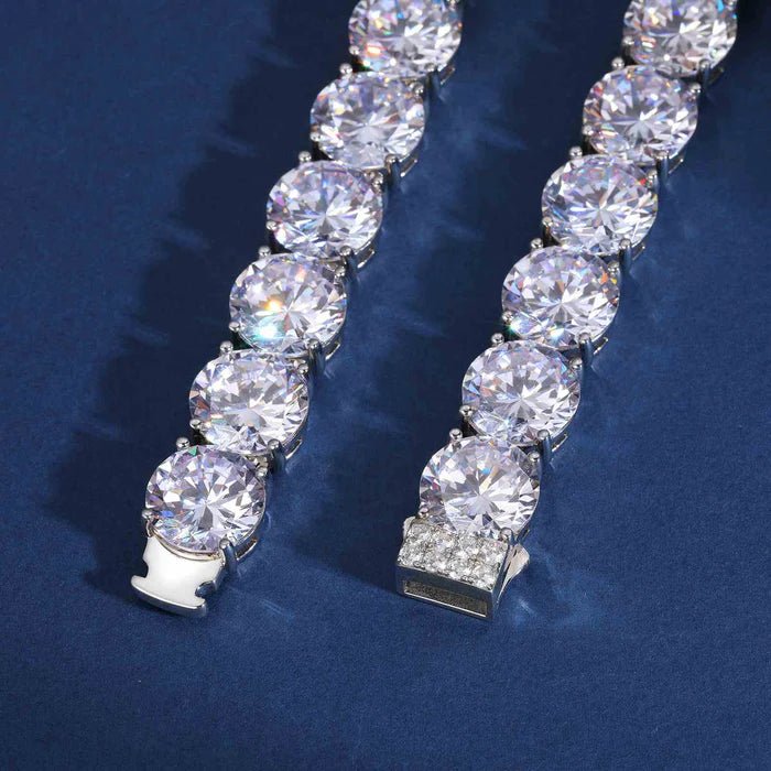 CADENA TENIS DE MOISSANITA VVS 15mm - ORO BLANCO - PLATA 925 - Bling del Barrio