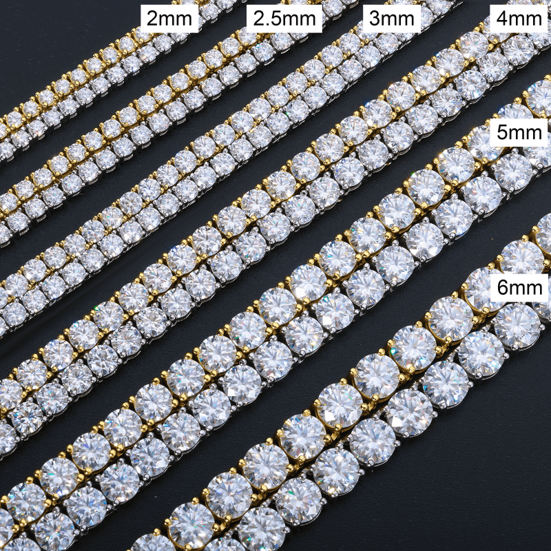CADENA TENIS DE MOISSANITA VVS 2 - 6mm - ORO BLANCO - PLATA 925 - Bling del Barrio