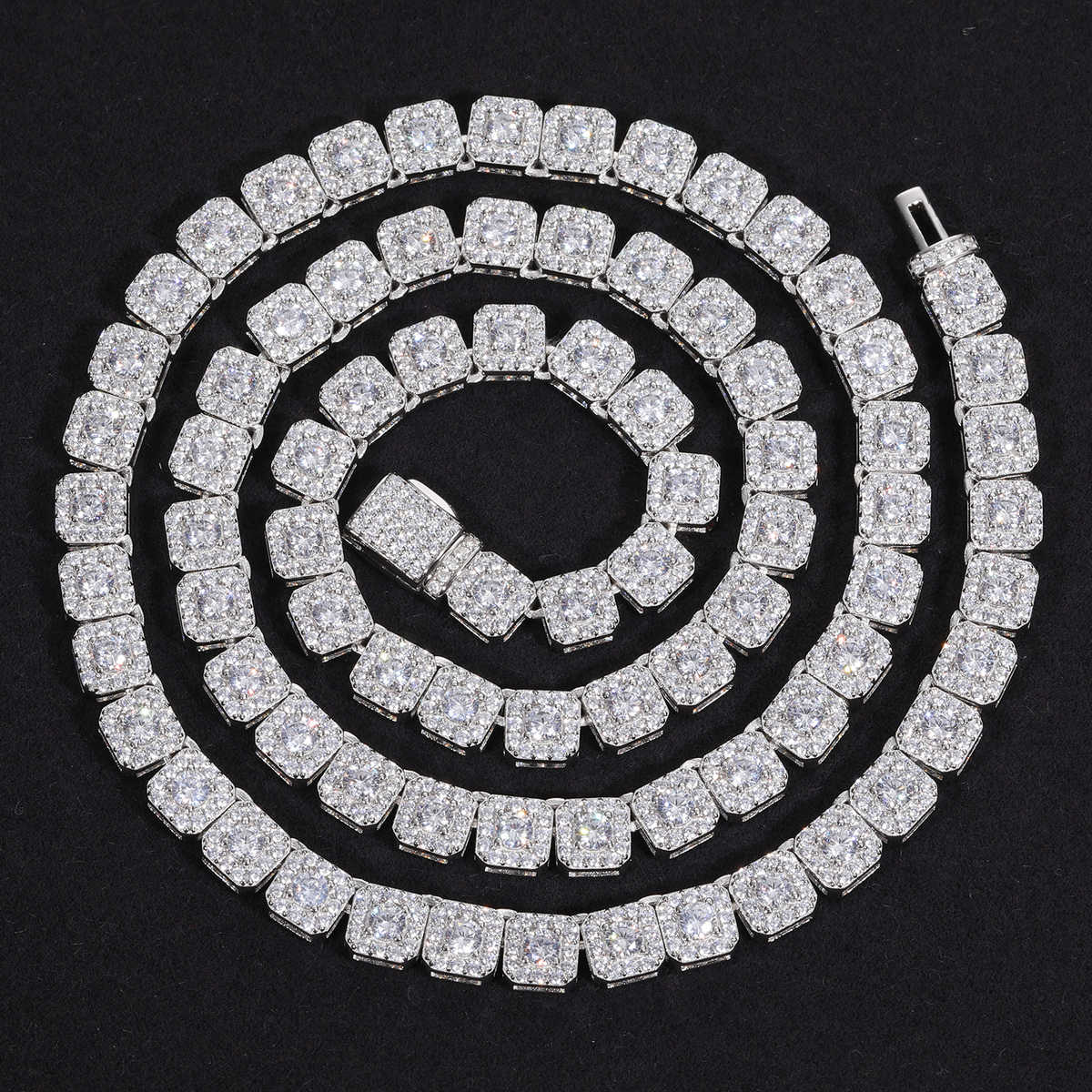 CADENA TENIS HALO DE MOISSANITA VVS 6mm - PLATA 925 - ORO BLANCO - Bling del Barrio